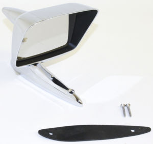 Ford Car Rear View Mirror - Exterior - Hooded Outside Rear View Mirror W/ Rubber Gasket and Hardware. '56-59 Fairlane, '58-64 Galaxie Photo Main