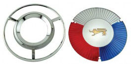 Ford Car Correct Wheel Covers With Plastic Sunray Emblem W/ Die Cast Chrome Retainer Just Like The Original (Set of 4) Photo Main