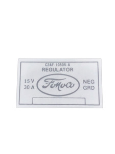 Voltage Regulator Decal (Silver) Ford Part #C2AF-10505-A - Early 1962 Photo Main