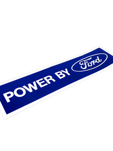"Powered By Ford" Decal Blue On White Photo Main