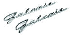Ford Parts -  "Galaxie" Script Triple Plated Chrome W/ Fasteners - On Quarter Panel