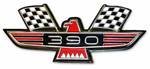 Ford Parts -  Front Fender Ornament - Fender Badge "390", Red, White and Black, Galaxie
