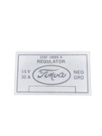 Ford Parts -  Voltage Regulator Decal (Silver) Ford Part #C2AF-10505-A - Early 1962