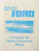 Ford Parts -  Convertible Top Repair And Adjustment Manual